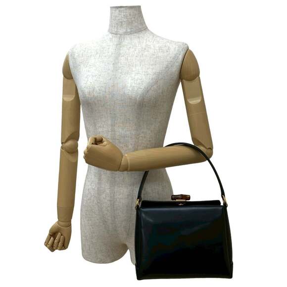 GUCCI Black Leather Bamboo Bag - Picture 2 of 10